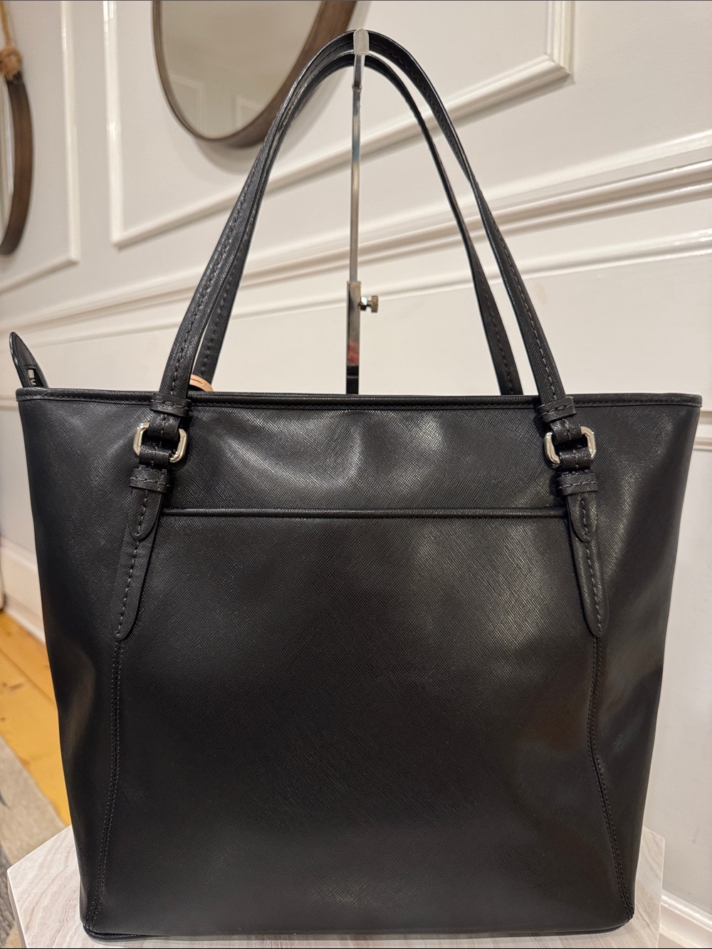 Coach Bag Large Peyton Leather Zip Top Tote Black Leather Tote - Picture 7 of 17